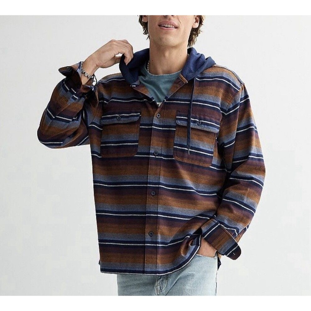 Trinity Coast Men's Hooded Flannel Shirt NWT